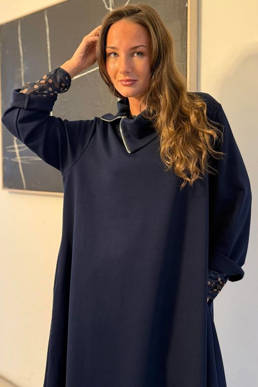 Sola Smart Tech Zip Cowl Dress Navy